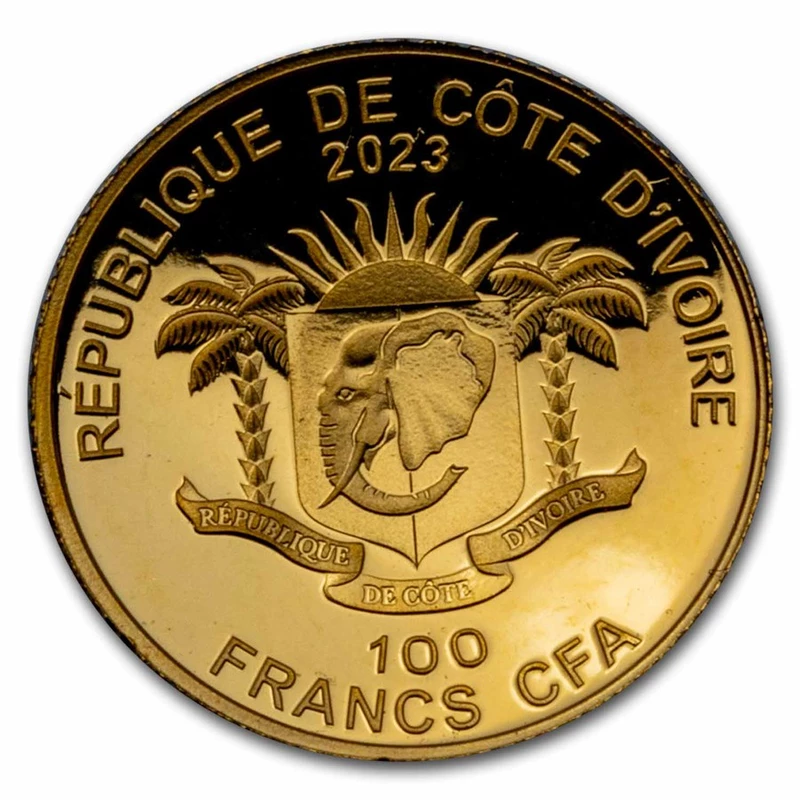 Złota moneta Republiki Wybrzeża Kości Słoniowej 
