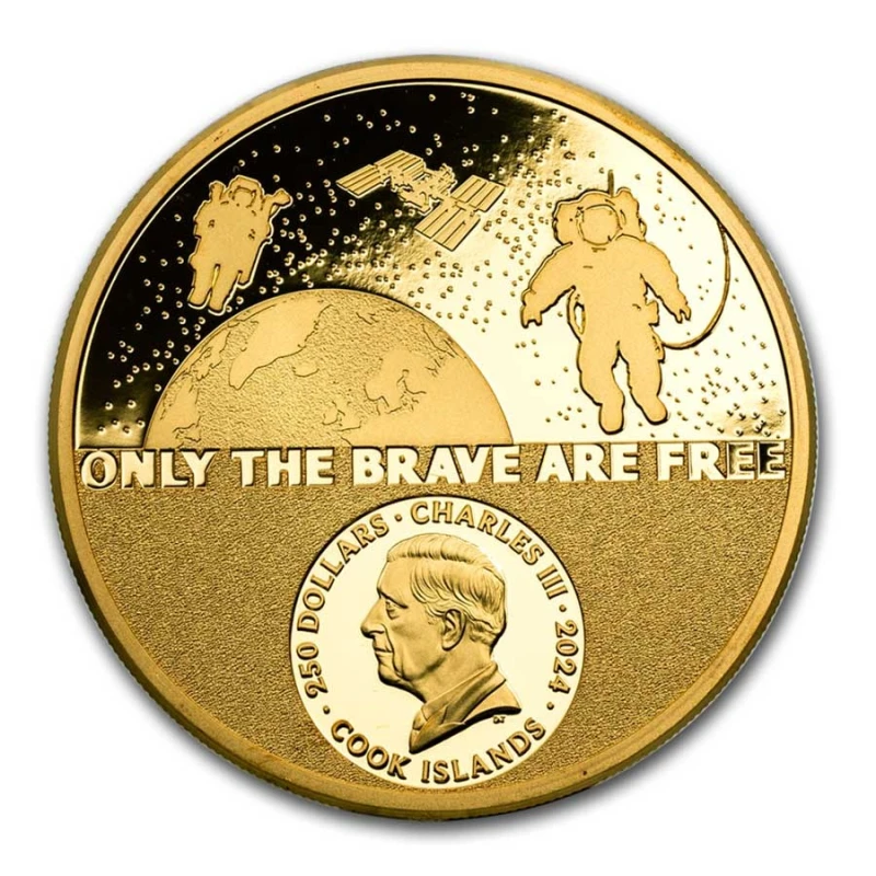 Wyspy Cooka: złota moneta Astronauta 2024 Proof 1 uncja Monety kolekcjonerskie