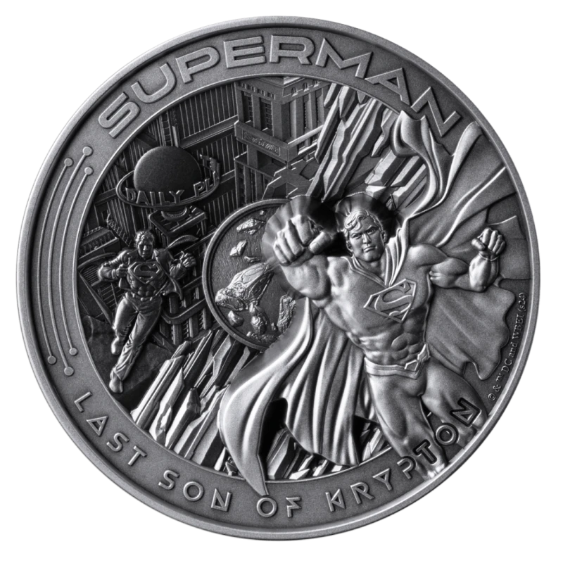 Srebrna moneta Samoa Superman 2025 o wadze 10 uncji Monety kolekcjonerskie