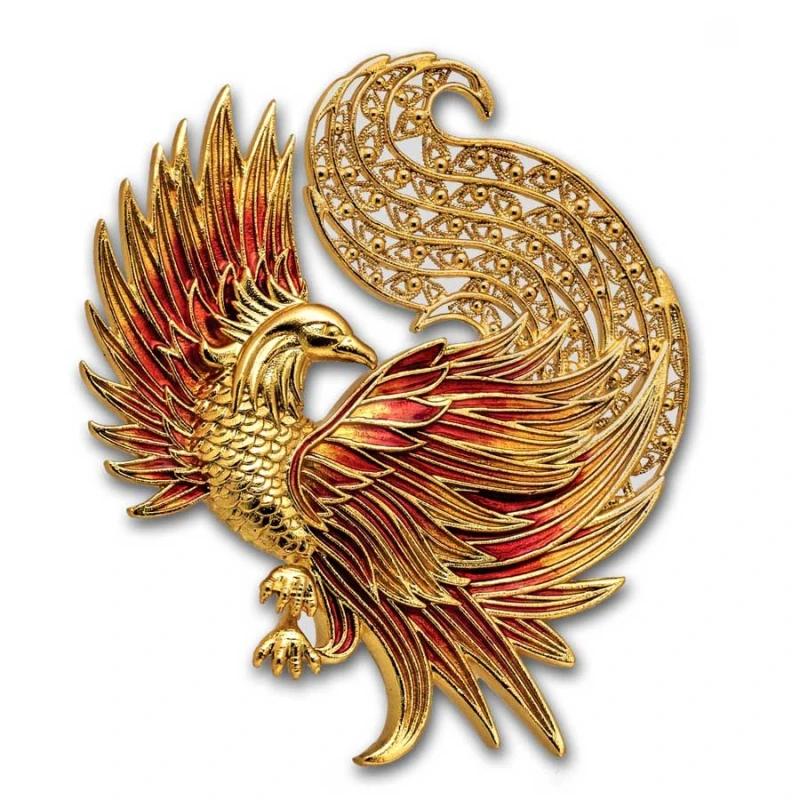 Samoa: srebrna moneta Feniks 2025 kolorowa pozłacana 2 uncje Monety kolekcjonerskie