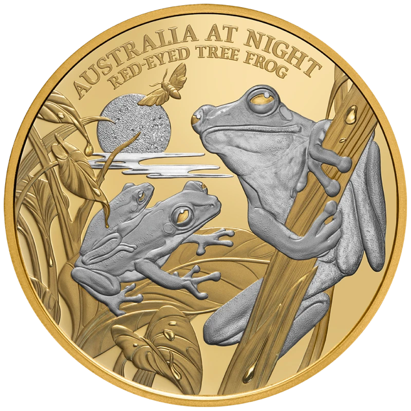 Золотая монета Ниуэ Красноглазая древесная лягушка 2024 Proof 1 oz Collectible coins