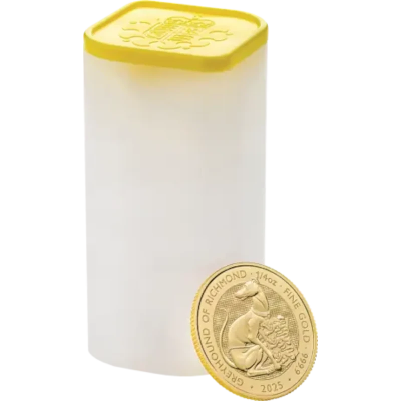 Wielka Brytania: złota moneta Greyhound of Richmond 2025 1/4 uncji Monety inwestycyjne
