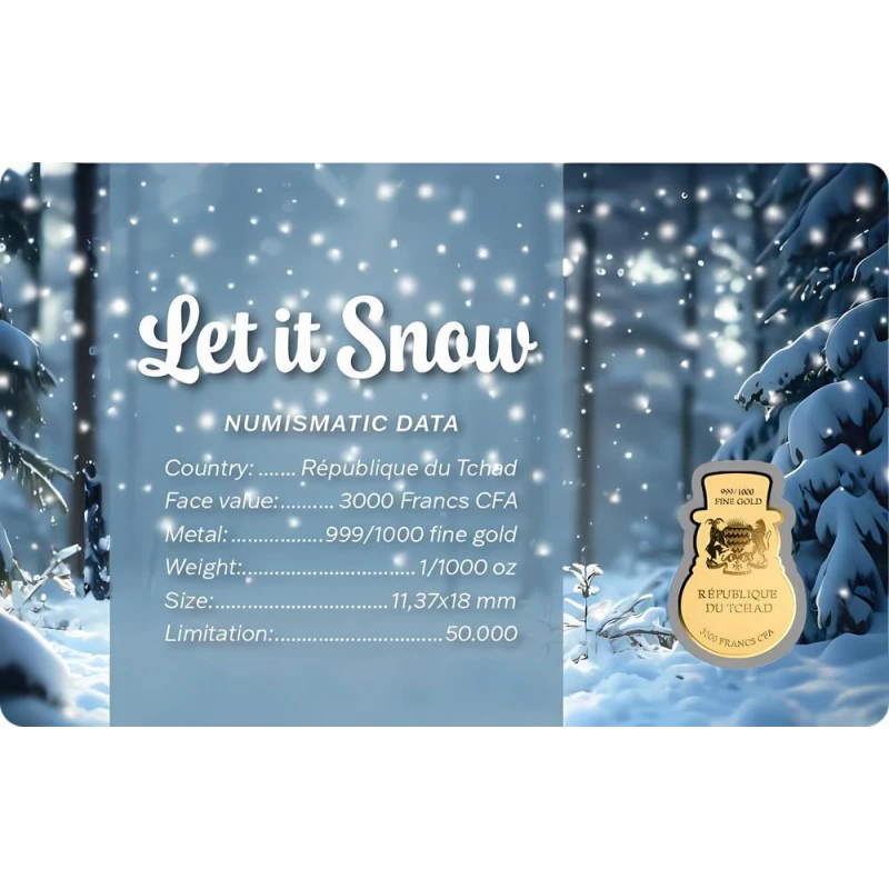 Czad: złota moneta Bałwan 1/1000 oz Monety kolekcjonerskie