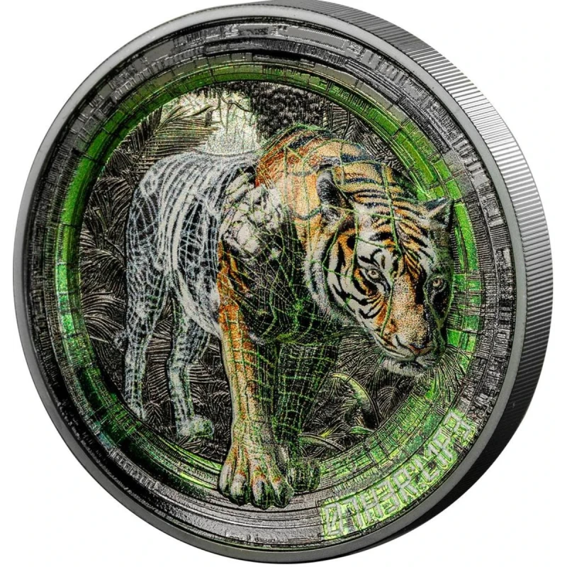 Wyspy Cooka: srebrna moneta Tiger 2025 Black Proof o wadze 3 uncji Monety kolekcjonerskie