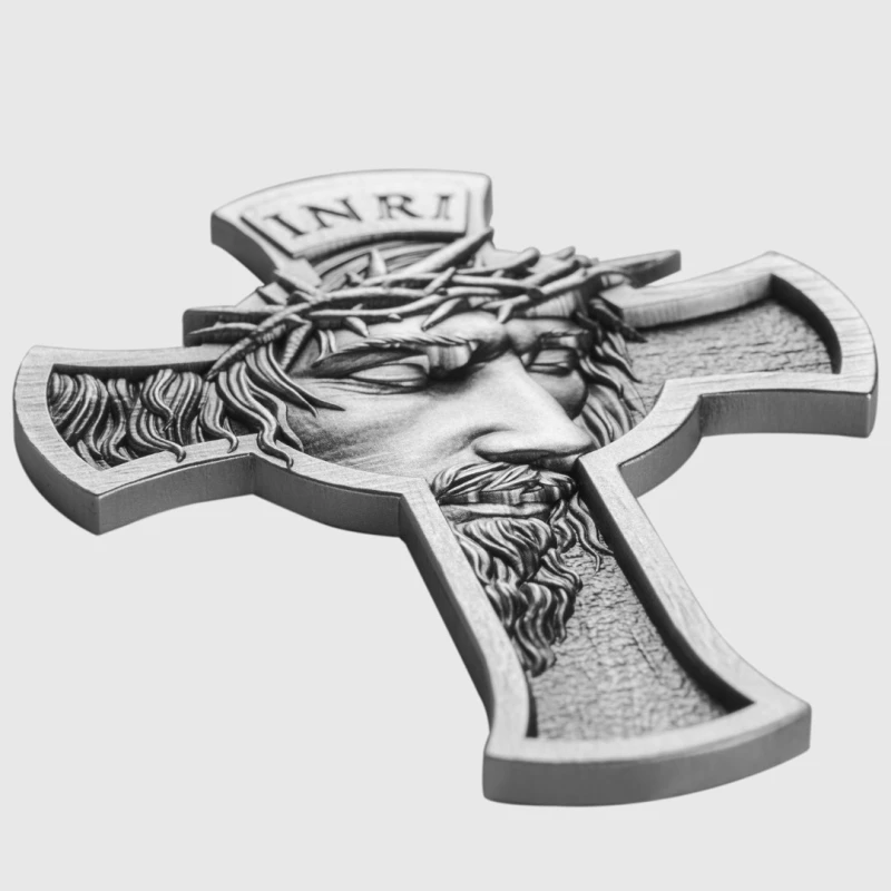 Czad: srebrna moneta Jezus Krzyż 2025 1 uncja Monety kolekcjonerskie