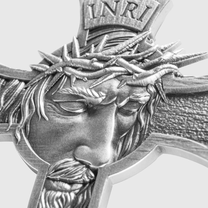 Czad: srebrna moneta Jezus Krzyż 2025 1 uncja Monety kolekcjonerskie