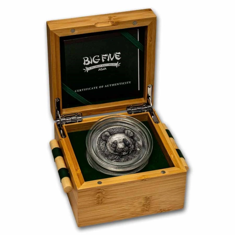 Wybrzeże Kości Słoniowej: srebrna moneta Panda 2025 5 uncji Monety kolekcjonerskie