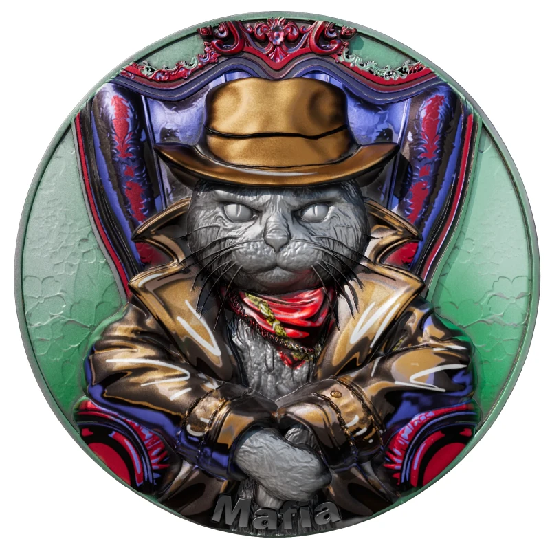 Cameroon: silver coin Meow Mafia 2025 2 oz Collectible coins