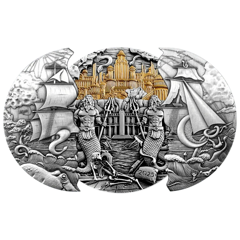 Samoa: srebrna moneta Atlantyda 2025 pozłacana 5 uncji Monety kolekcjonerskie