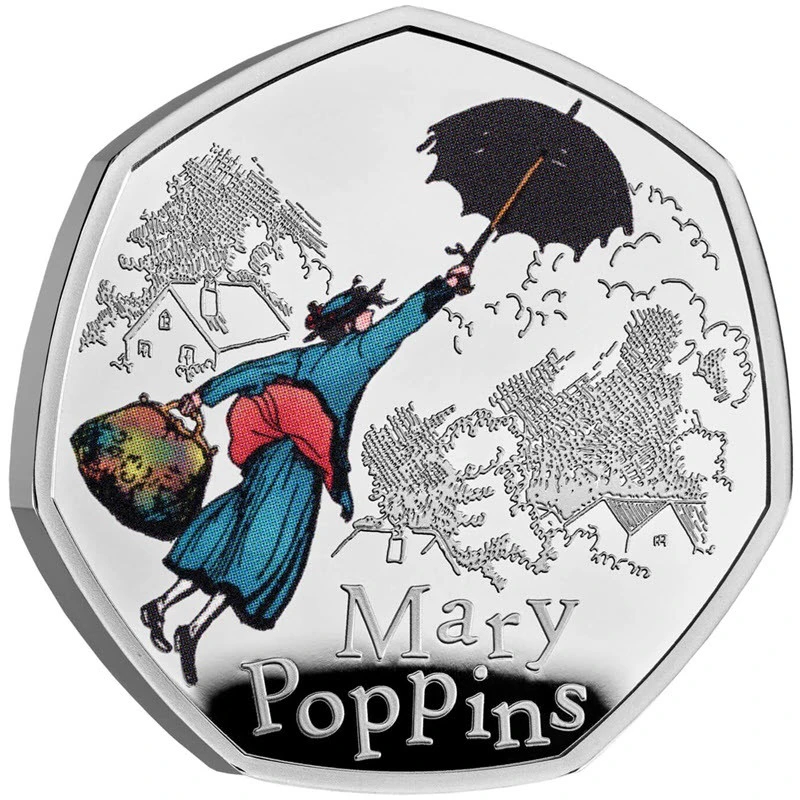 UK: silver coin Mary Poppins 2025 Proof colored 7.4 g Collectible coins