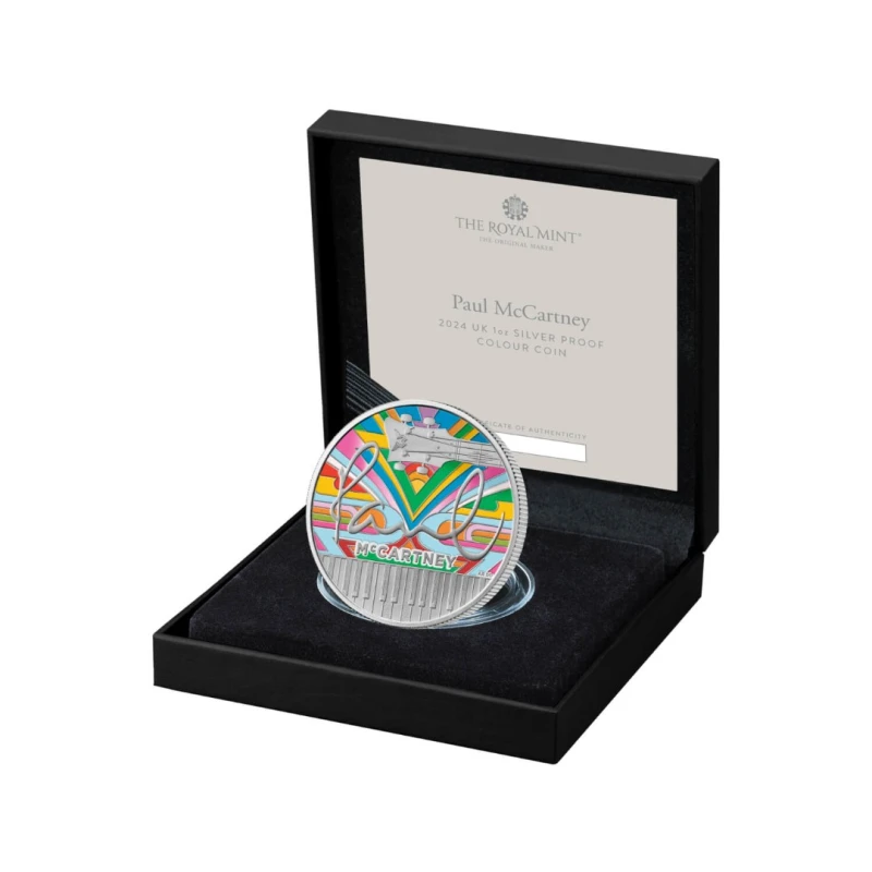 Srebrna moneta Wielka Brytania Paul McCartney 2024 Proof Colored 1 uncja Monety kolekcjonerskie