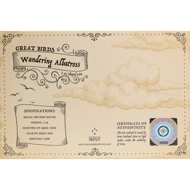 Niue: srebrna moneta Wędrowny Albatros 2023 Proof 2 uncje Monety kolekcjonerskie