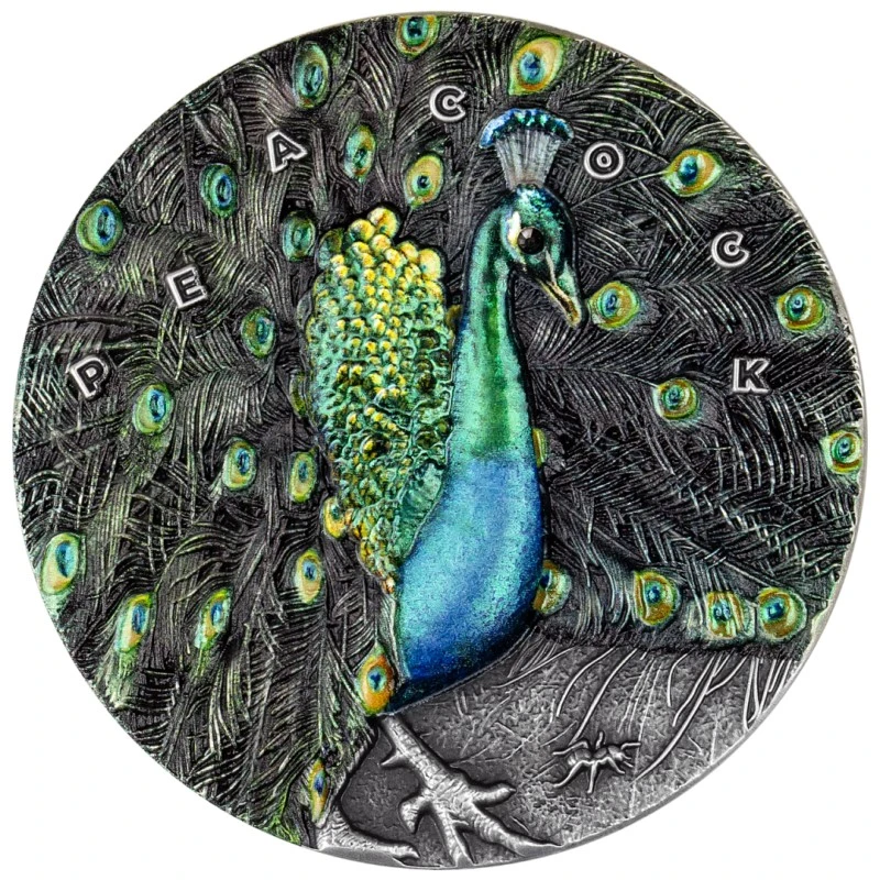 Niue: silver coin Peacock 2022 colored 3 oz Collectible coins