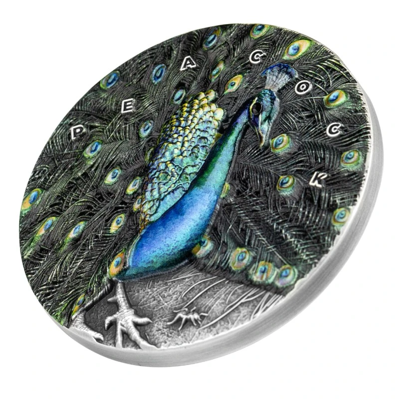 Niue: silver coin Peacock 2022 colored 3 oz Collectible coins