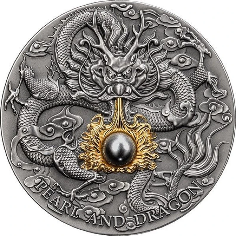 Niue: srebrna moneta Czarna perła i smok 2023 2 uncje Monety kolekcjonerskie