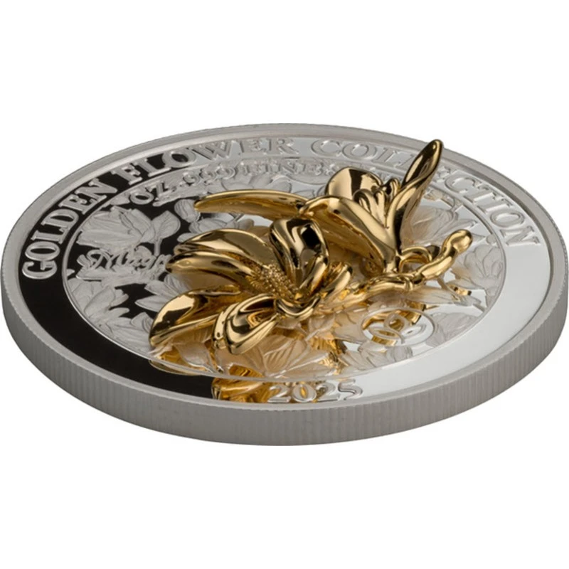 Samoa: silver coin Magnolia 2025 Proof gilded 1 oz Collectible coins