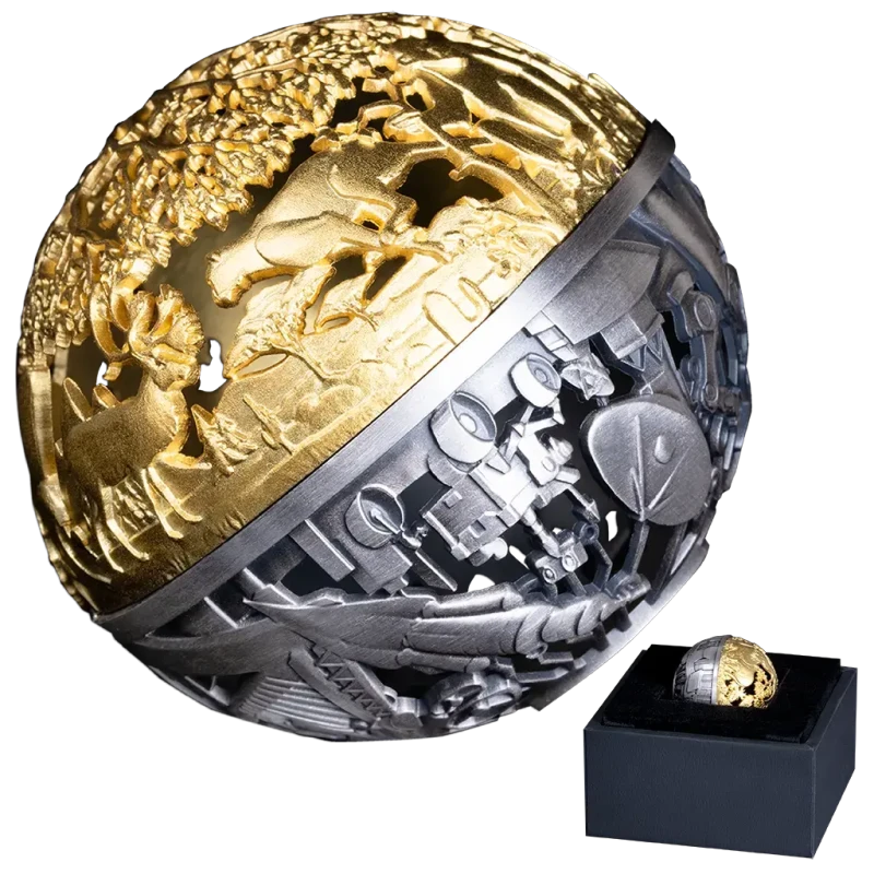 Srebrna moneta Samoa Natura i Technologia 2025 pozłacana 2 uncje Monety kolekcjonerskie