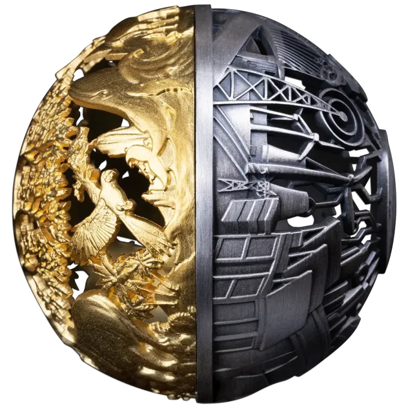 Srebrna moneta Samoa Natura i Technologia 2025 pozłacana 2 uncje Monety kolekcjonerskie