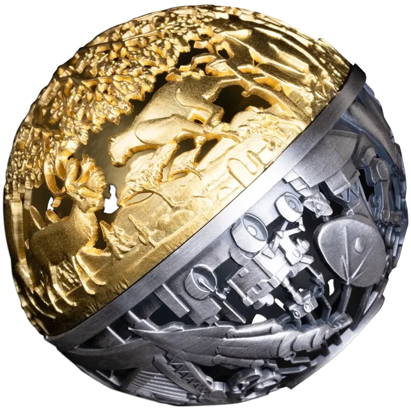 Srebrna moneta Samoa Natura i Technologia 2025 pozłacana 2 uncje Monety kolekcjonerskie