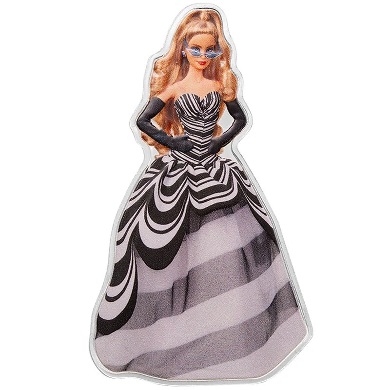 Srebrna moneta Wyspy Salomona Niebieski Szafir Barbie 2024 Kolorowa 1 uncja Monety kolekcjonerskie