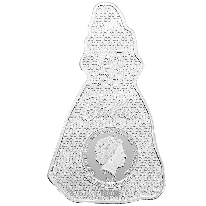 Srebrna moneta Wyspy Salomona Niebieski Szafir Barbie 2024 Kolorowa 1 uncja Monety kolekcjonerskie