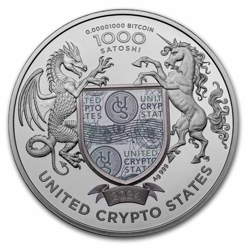 Srebrna moneta United Crypto-States Liberty of Ukraine 2024 Proof 1 uncja Monety kolekcjonerskie