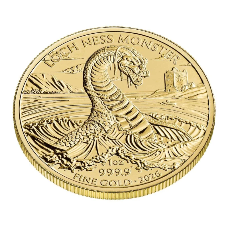 Złota moneta United Kingdom Legendary Creatures Loch Ness Monster 2026 1 uncja Monety inwestycyjne
