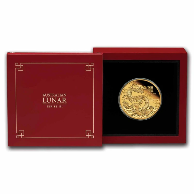 Złota moneta Australia Lunar III Rok Smoka 2024 Proof 1 uncja Monety kolekcjonerskie