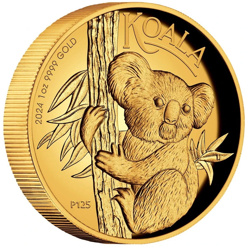 Złota moneta Australia Koala 2024 Proof High Relief 1 uncja Monety kolekcjonerskie
