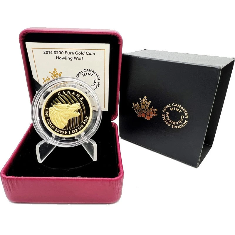 Złota moneta Kanady Wyjący Wilk 2014 Proof 1 uncja Monety kolekcjonerskie