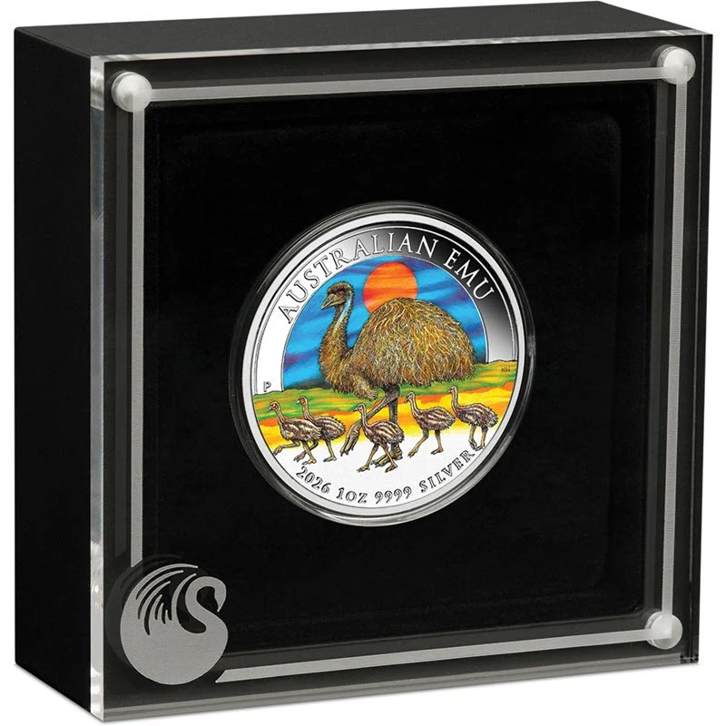 Srebrna moneta Australia Australijski Emu 2026 kolorowa 1 uncja Monety kolekcjonerskie