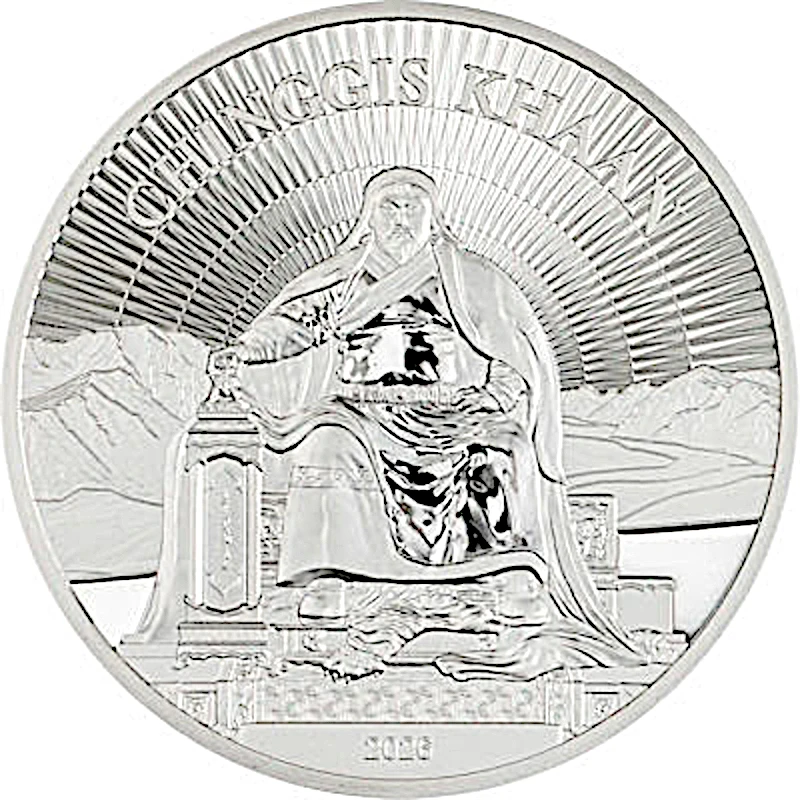 Srebrna moneta Mongolia Chinggis Khaan 2026 Proof 1 uncja Monety kolekcjonerskie
