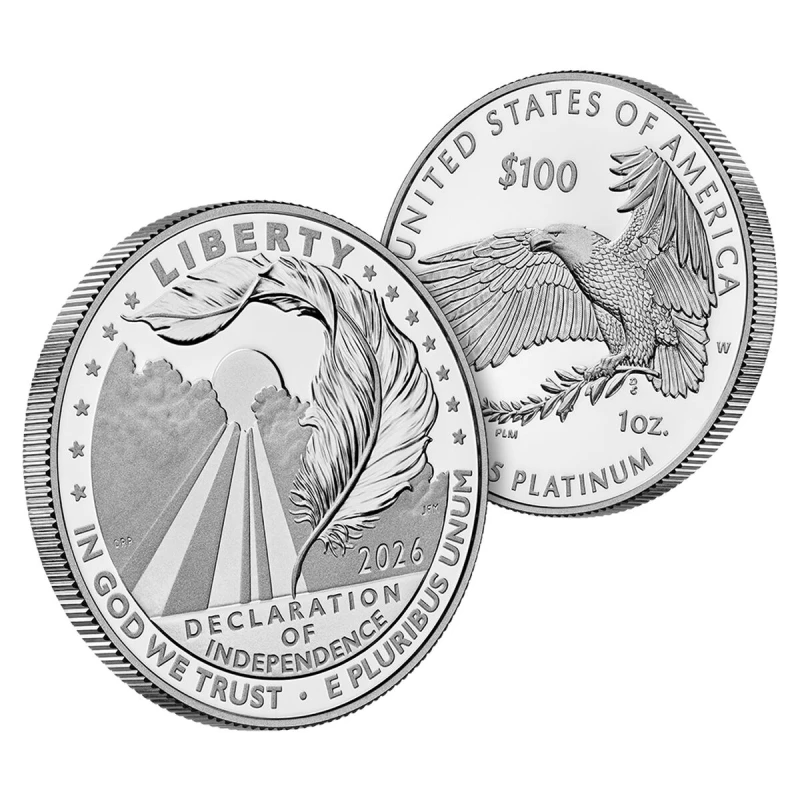 United States Platinum Coin Declaration of Independence 2026 Proof 1 oz Investment coins