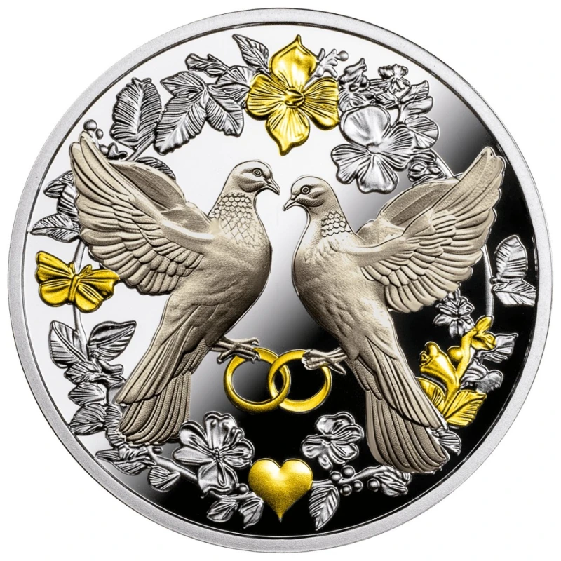 Srebrna moneta Kamerun Gołębie Weselne 2026 Proof 17,5 g Monety kolekcjonerskie