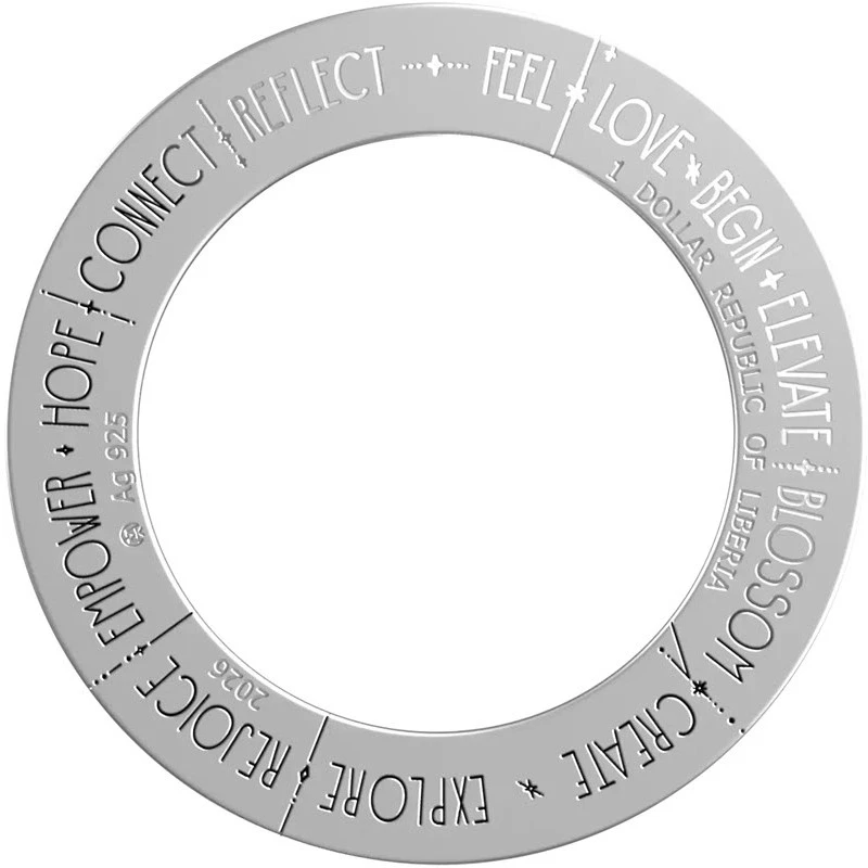 Srebrny wisiorek z monetą Liberii Koło Szczęścia 2026 5,7 g Monety kolekcjonerskie